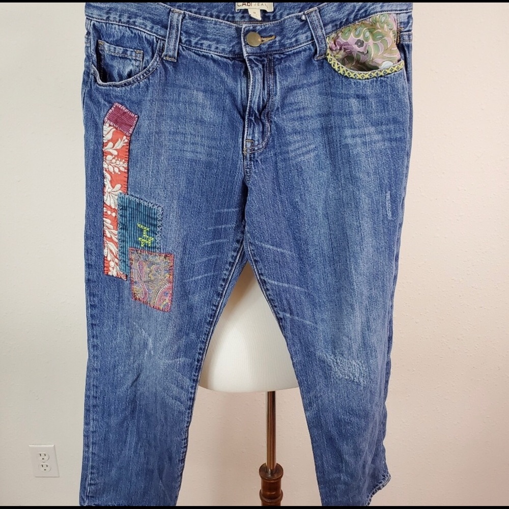 CAbi cropped patchwork jean size 8